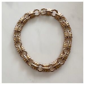 Givenchy Vintage Collar Necklace Brushed Gold Linked Chunky
